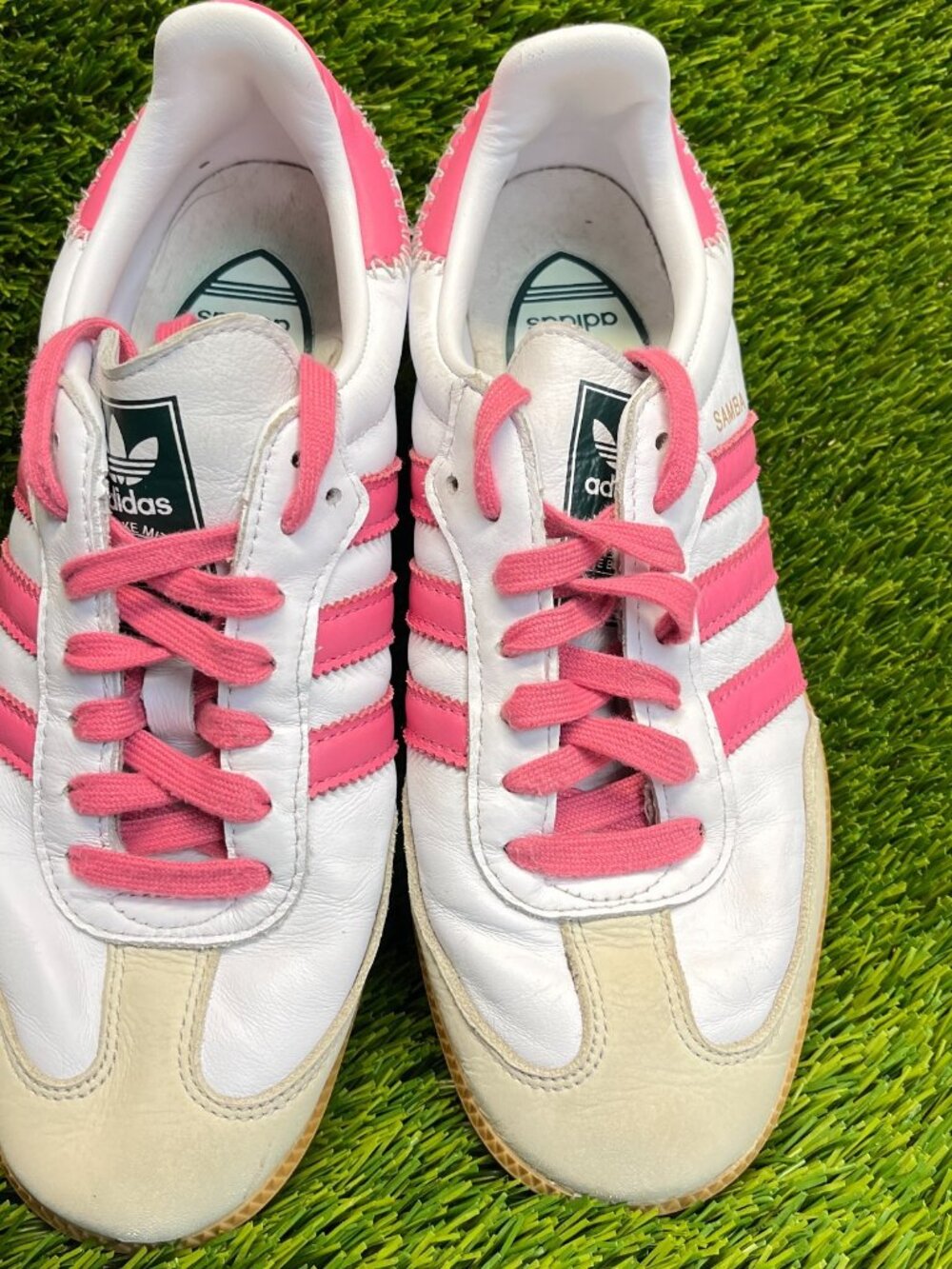 Adidas Samba OG Womens Size 9 White Pink Athletic Leather Walking Shoes Sneakers - Picture 5 of 10